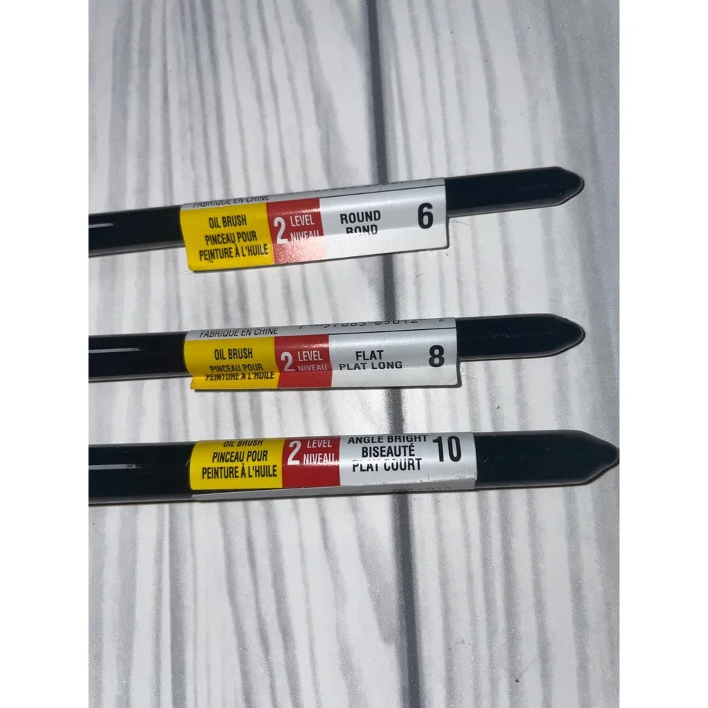 Princeton Aspen Brush Oil Paint Brush Set of 3 Round Flat‎ Angle Bright NWT